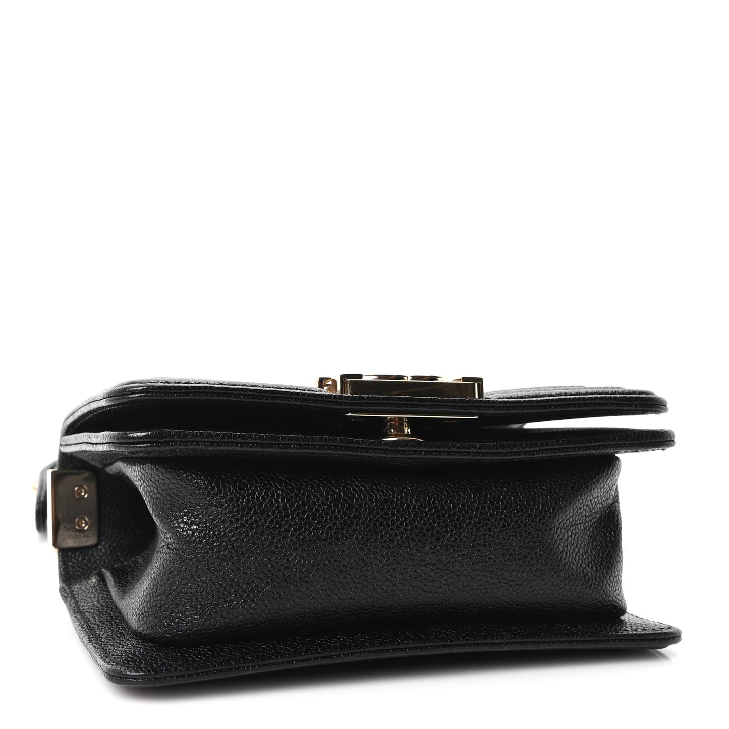 Caviar Chevron Quilted Mini Boy Flap Black