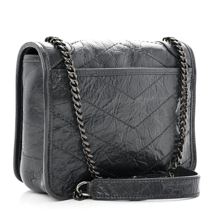 Saint Laurent Crinkled Calfskin Matelasse Monogram Niki Chain Wallet Storm 3 of 10