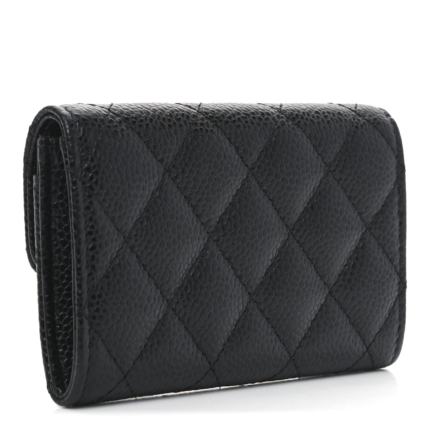 Caviar Quilted Flap Card Holder Black