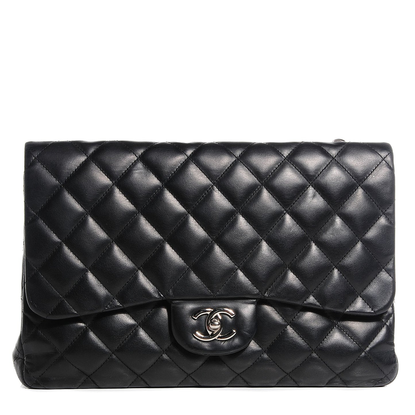Lambskin Quilted Jumbo Single Flap Black