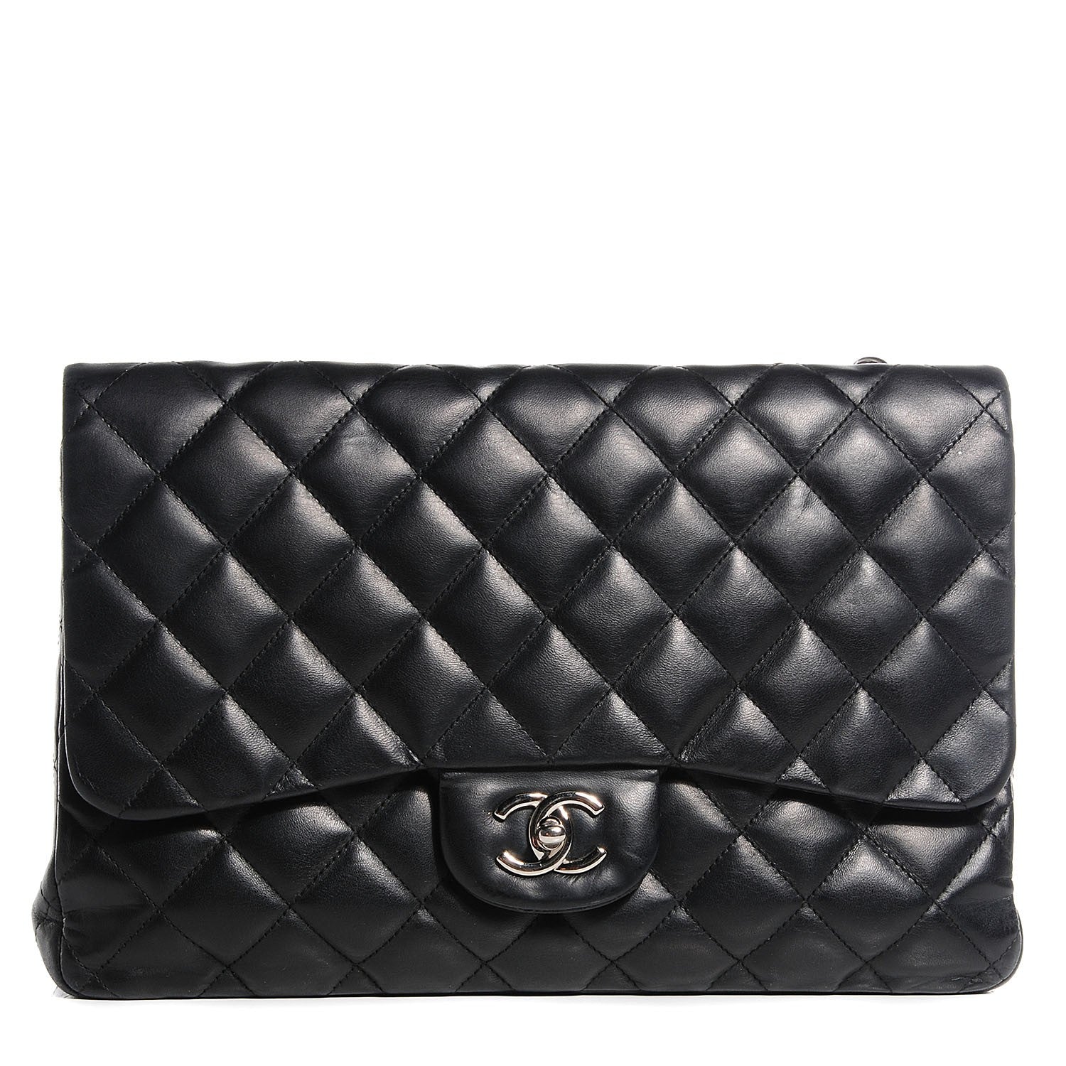 Chanel Lambskin Quilted Jumbo Single Flap Black 1 of 8