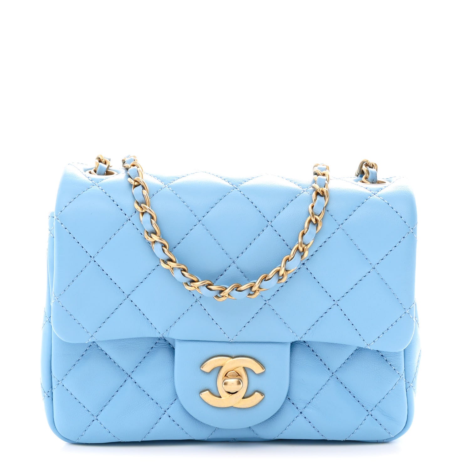 Chanel Lambskin Quilted Mini Pearl Crush Flap Light Blue 1789569