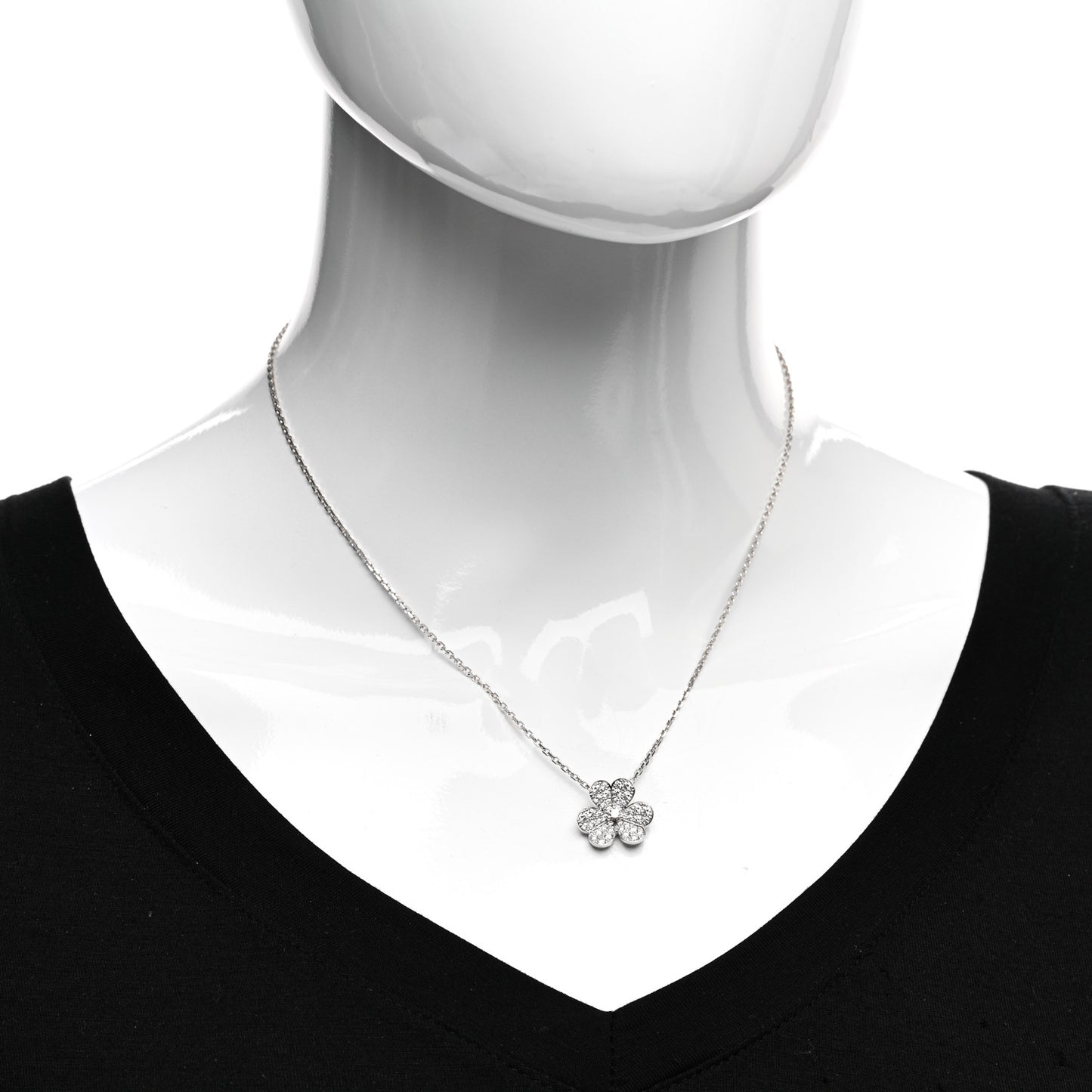18K White Gold Diamond Small Frivole Pendant Necklace