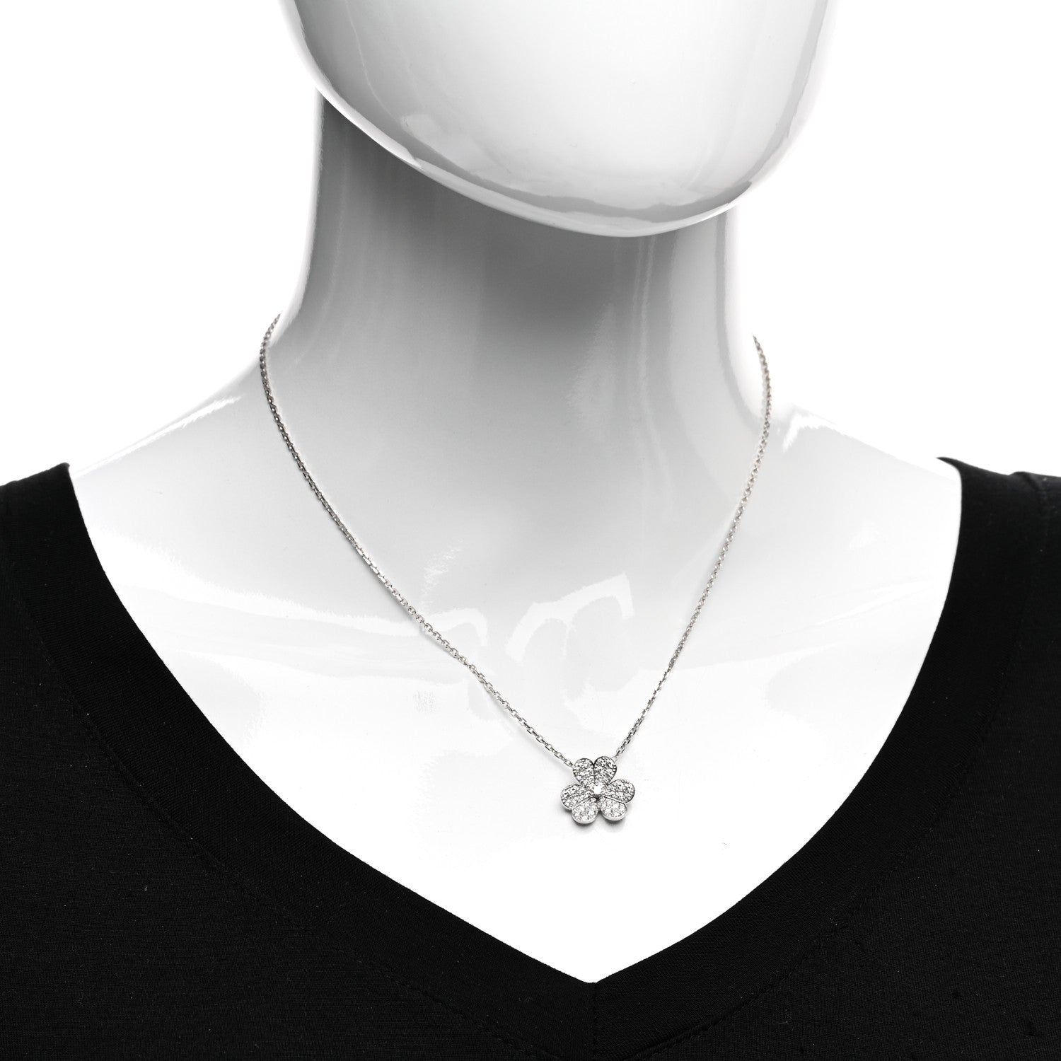 Van Cleef & Arpels 18K White Gold Diamond Small Frivole Pendant Necklace 2 of 5