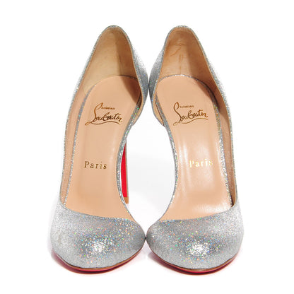 Christian Louboutin Mini Glitter Helmour 100 Pumps 38 Silver 2 of 6