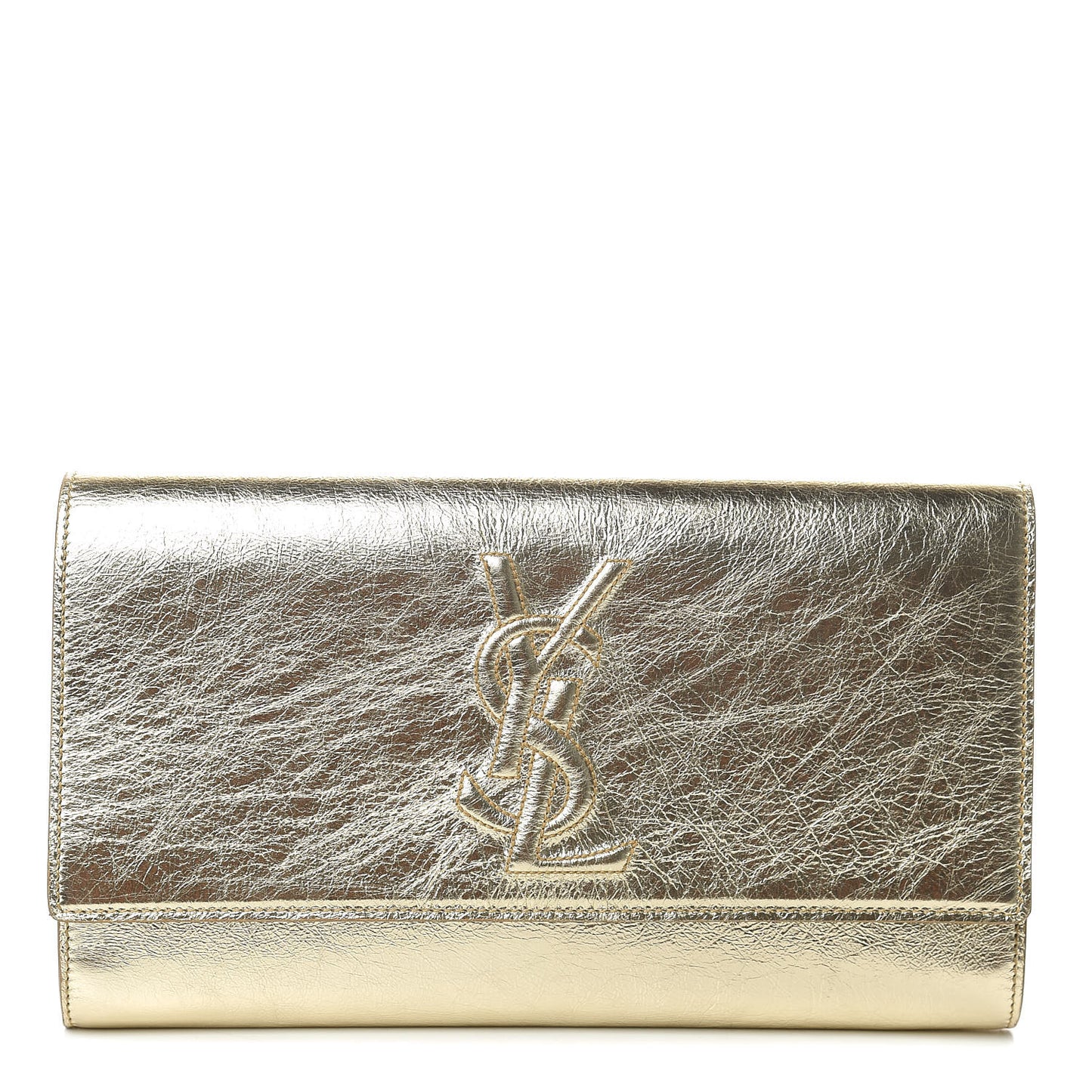 Metallic Calfskin Monogram Large Belle De Jour Clutch Gold