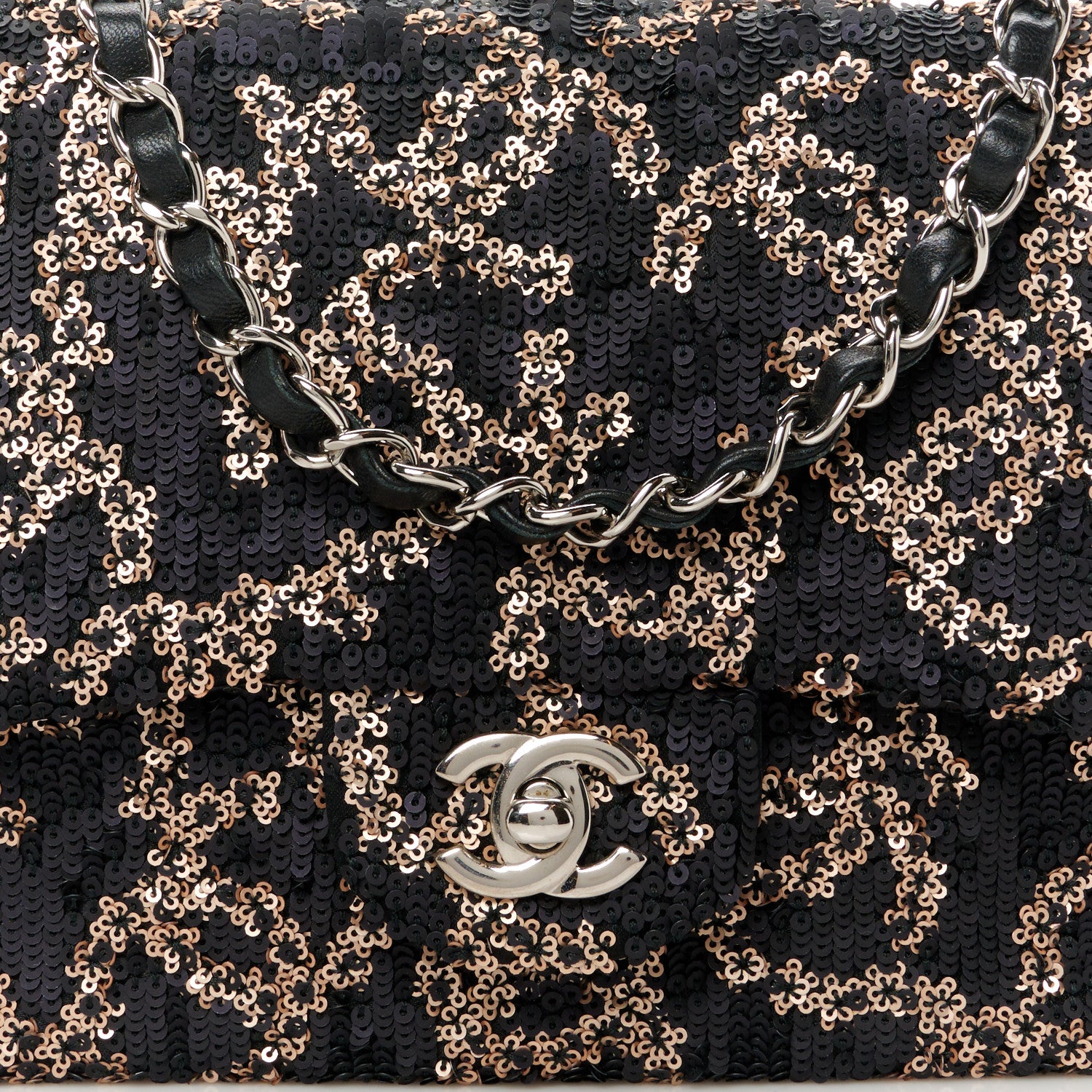Chanel Sequin Medium Single Flap Black Gold 9 of 11