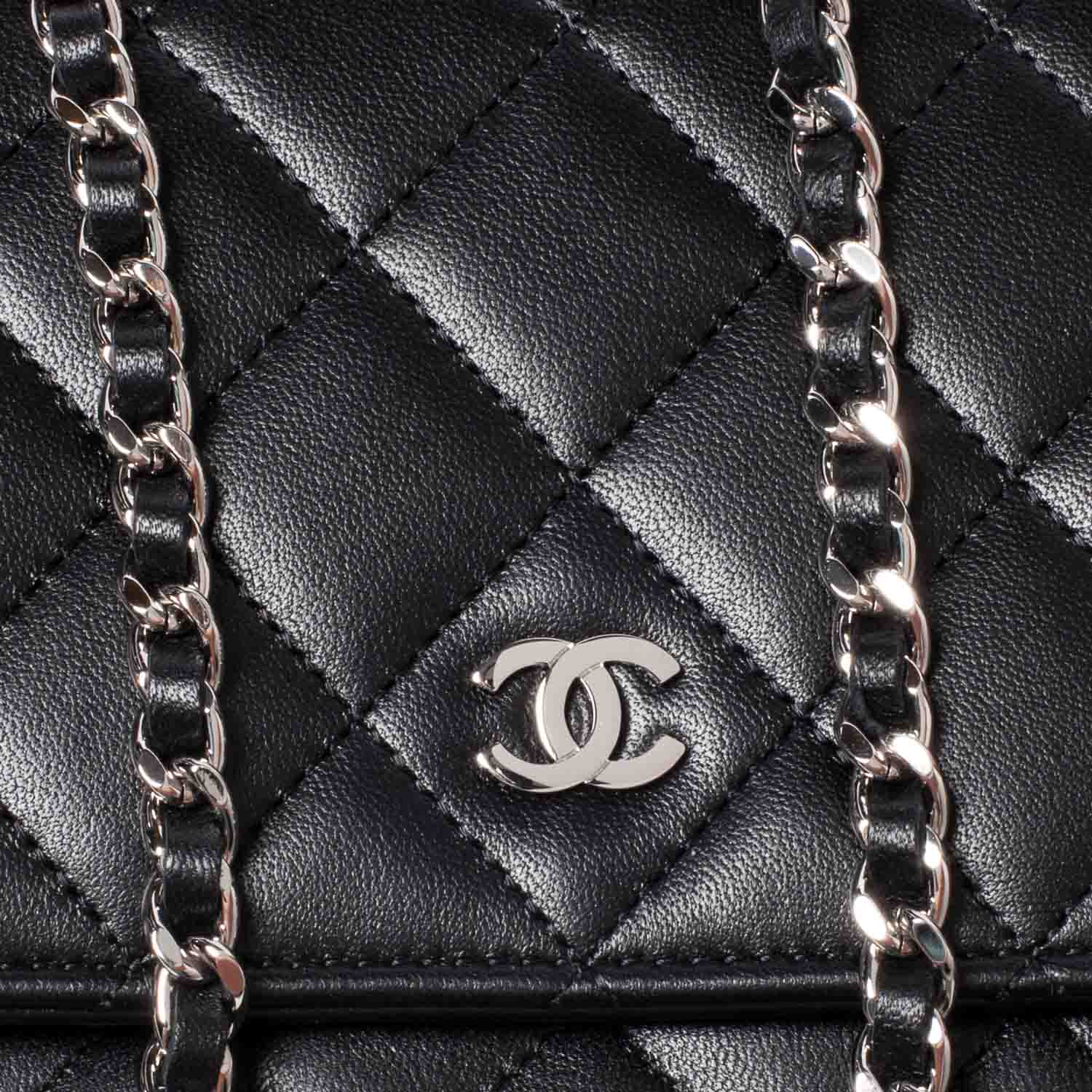 Chanel Lambskin Quilted Wallet On Chain WOC Black 9 of 10