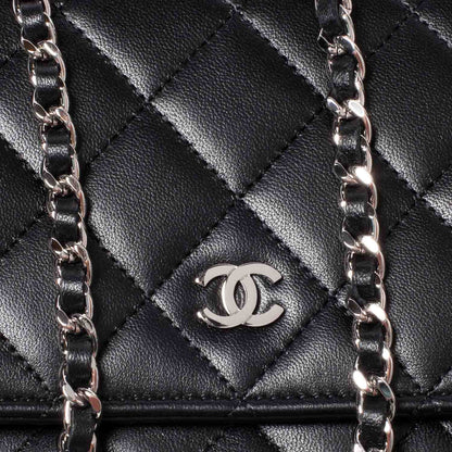 Chanel Lambskin Quilted Wallet On Chain WOC Black 9 of 10