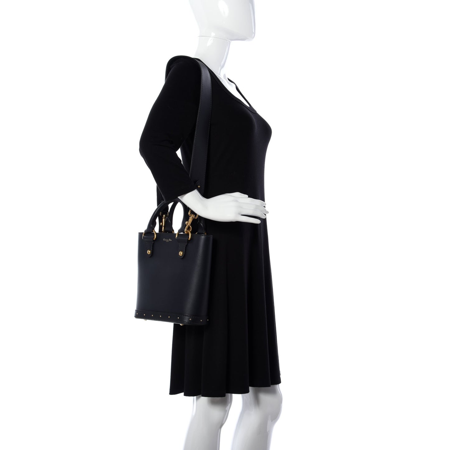 Smooth Calfskin Studded DiorAvenue Small Bag Navy