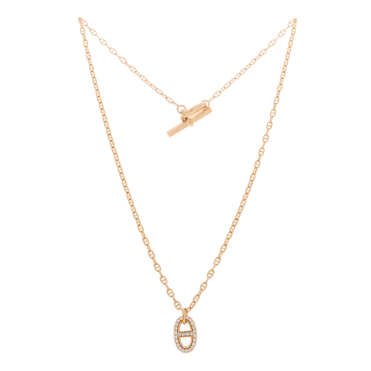 Hermes 18K Rose Gold Diamond PM New Farandole Pendant Necklace ST 3 of 5