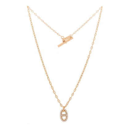 Hermes 18K Rose Gold Diamond PM New Farandole Pendant Necklace ST 3 of 5