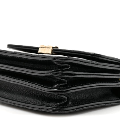 Chanel Lambskin Quilted Top Handle Flap Clutch With Chain Black 11 of 12