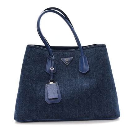 Prada Denim Large Double Bag Blue 1 of 11