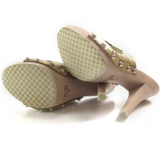 Guccissima Wooden Horsebit Heels 6.5