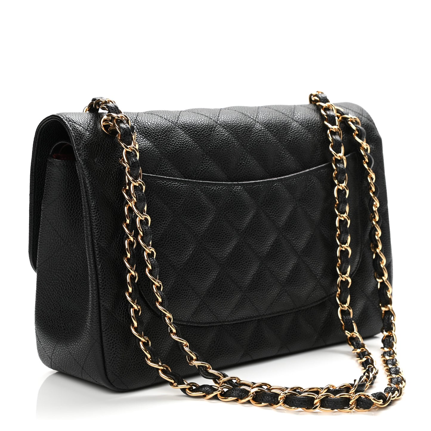 Caviar Quilted Jumbo Double Flap Black