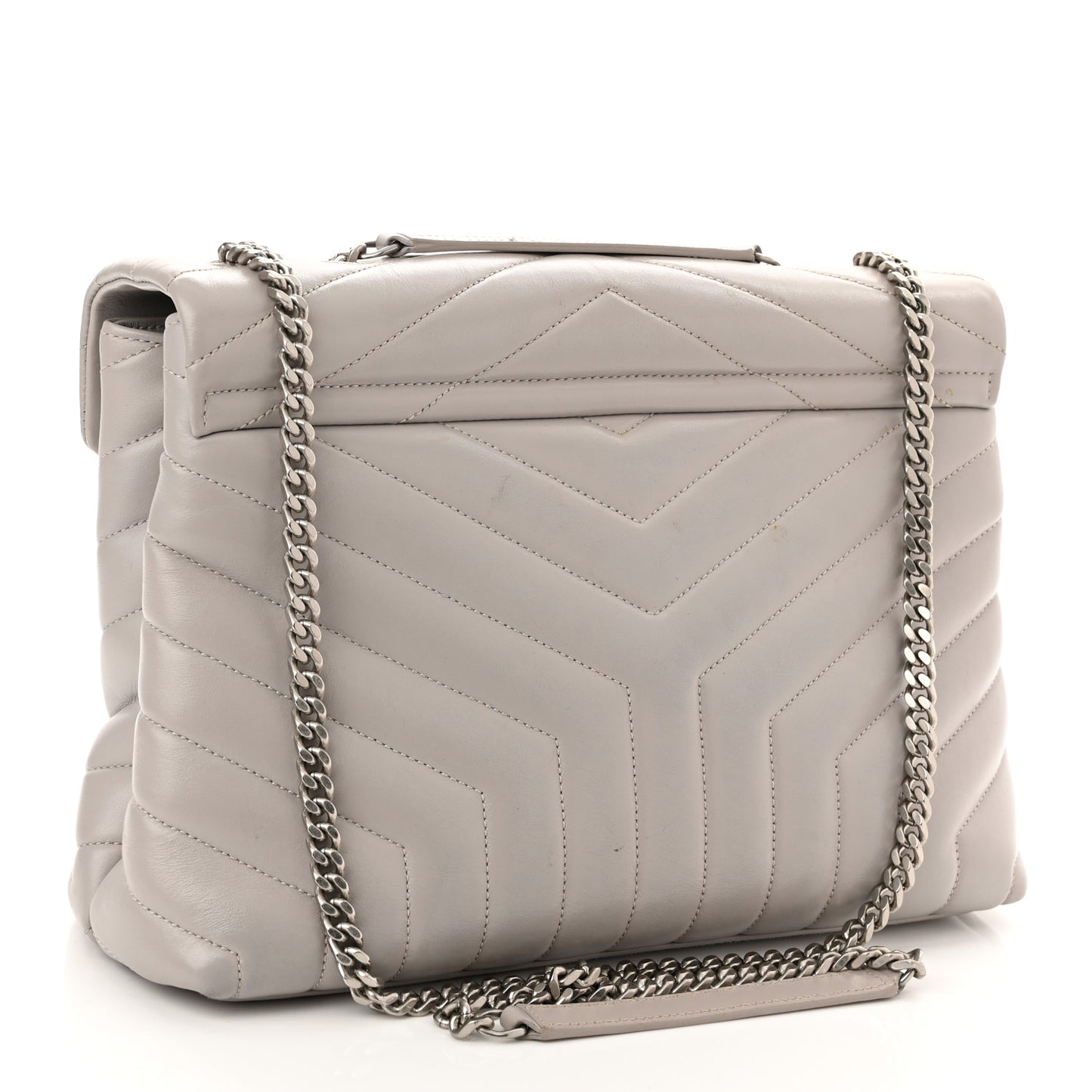 Calfskin Y Quilted Monogram Medium Loulou Chain Satchel Granite
