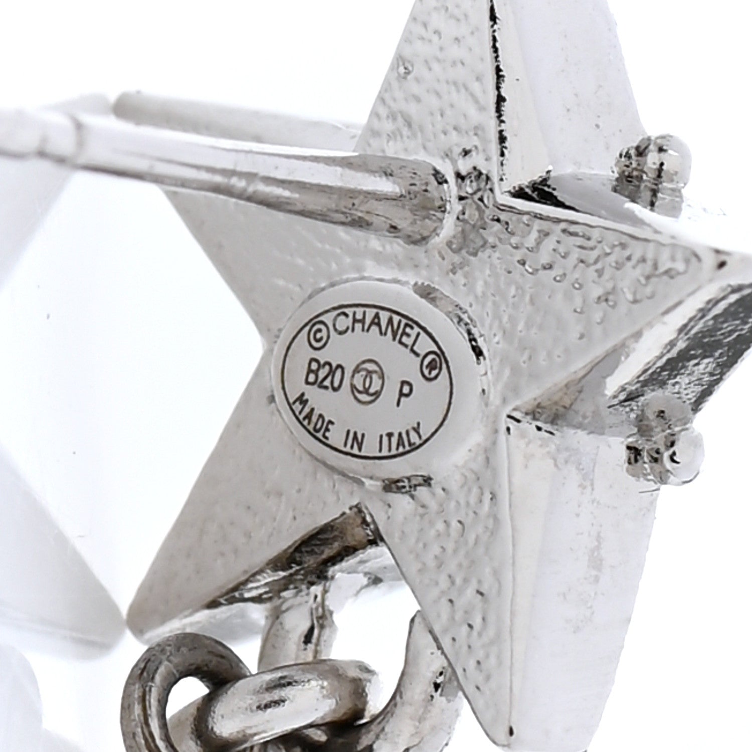 Chanel Crystal Pearl CC Star Drop Earrings Silver 4 of 5