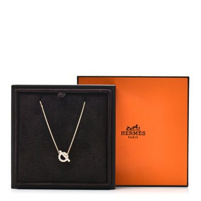 Hermes 18K Rose Gold Diamond Finesse Pendant Necklace 5 of 5
