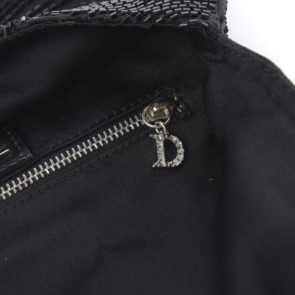 Christian Dior Satin Beaded Flap Clutch Black 9 of 10