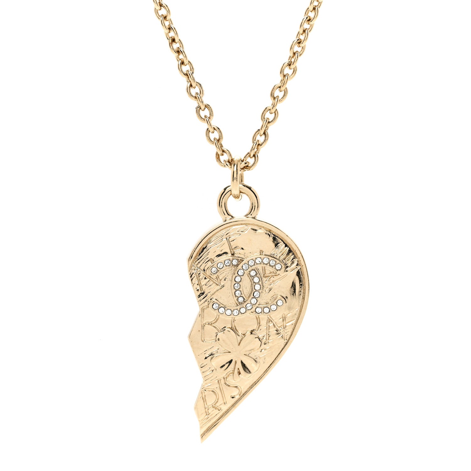 Chanel Crystal Gripoix Clover Heart CC Friendship Necklace Set Gold Multicolor 5 of 7