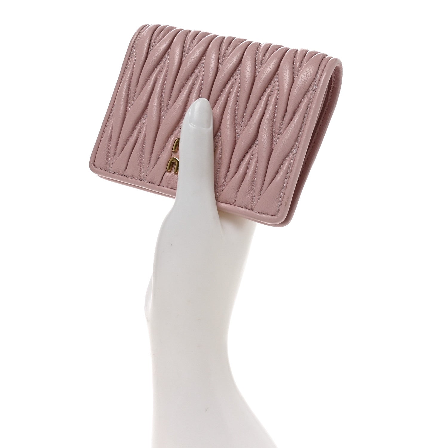 Miu Miu Nappa Matelasse Bi-Fold Compact Wallet Alabaster 2 of 6