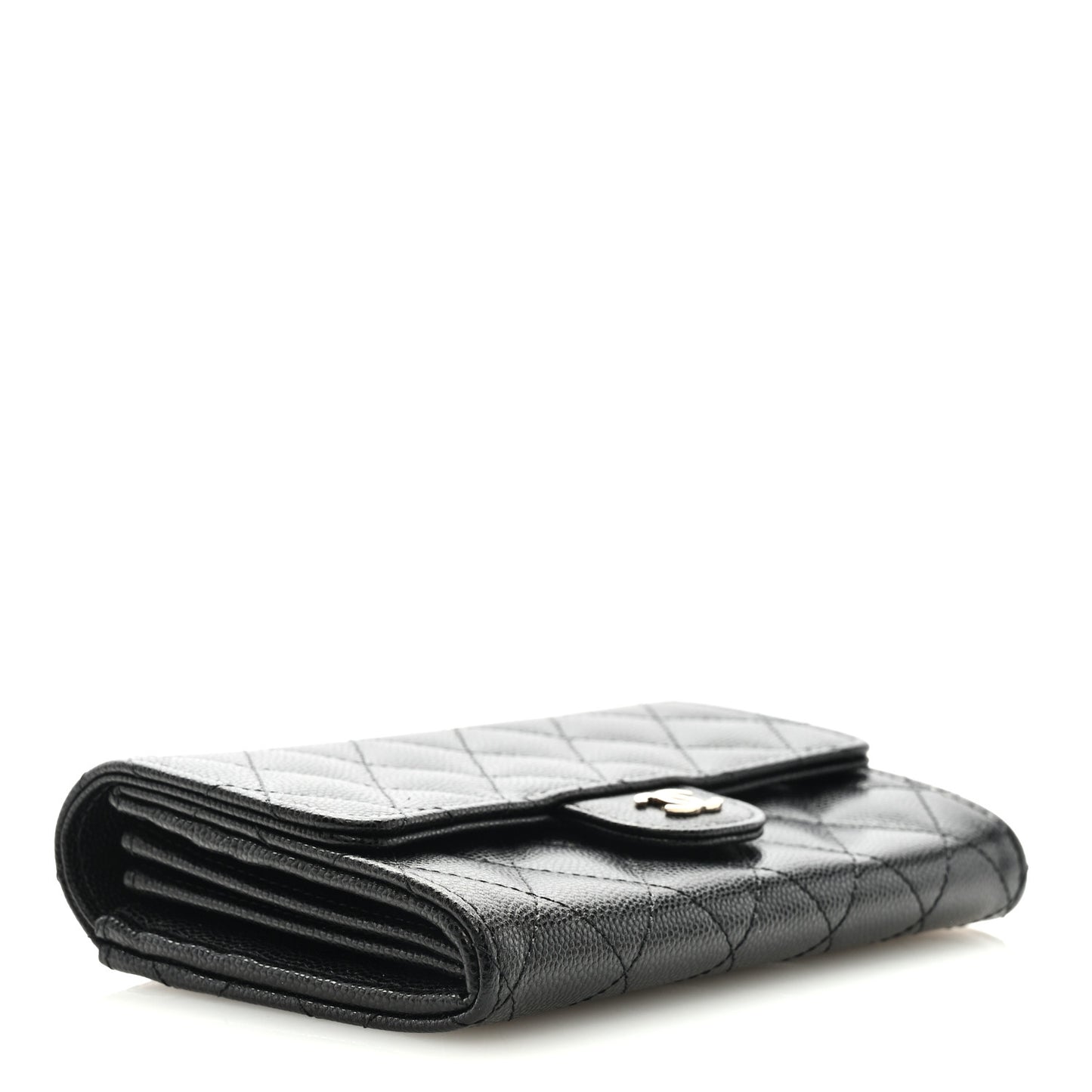 Caviar Quilted Medium Flap Wallet Black
