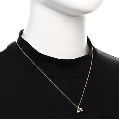 Louis Vuitton 18K Yellow Gold Diamond Small LV Volt One Pendant Necklace 2 of 6