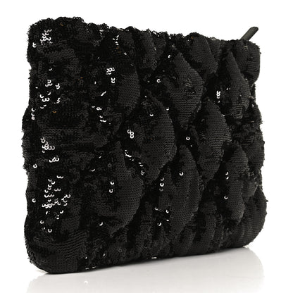 Chanel Sequins Quilted Large Chanel 19 Pouch Black 3 of 12