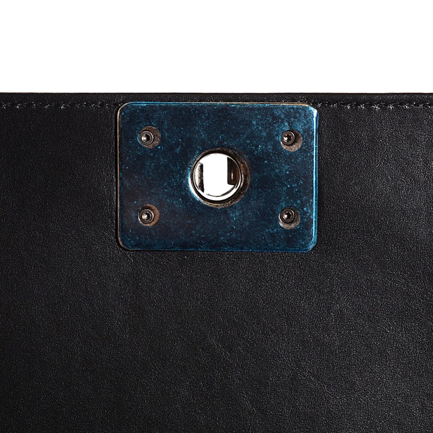 Calfskin Woven Medium Boy Flap Black White