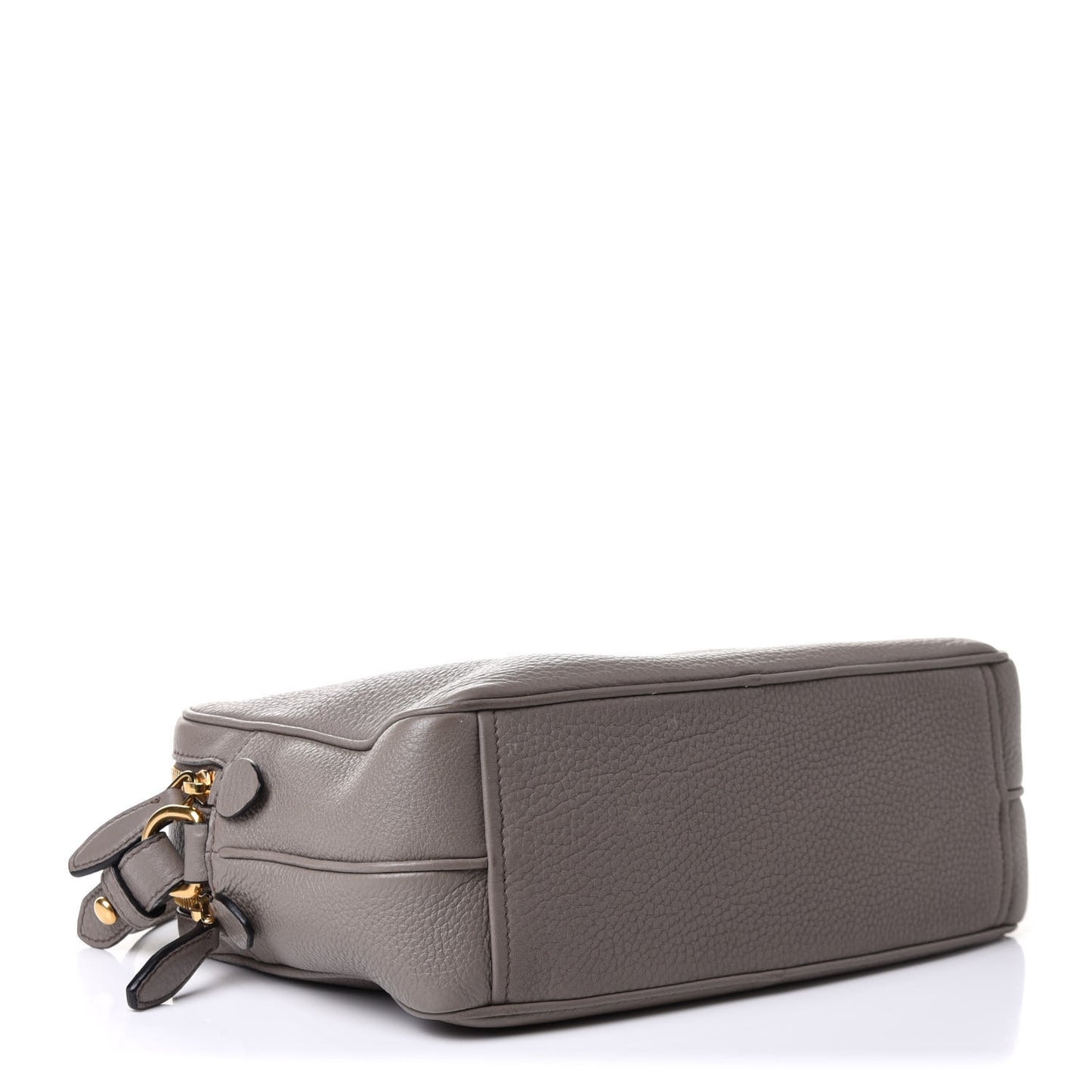 Vitello Daino Medium Double Zip Shoulder Bag Argilla