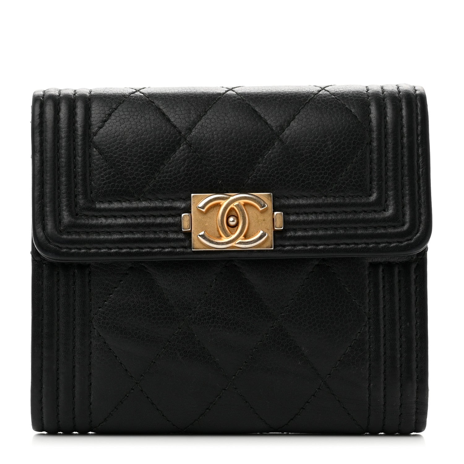 Chanel Caviar Quilted Compact Boy Wallet Black 1 of 9