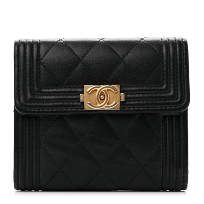 Chanel Caviar Quilted Compact Boy Wallet Black 1 of 9