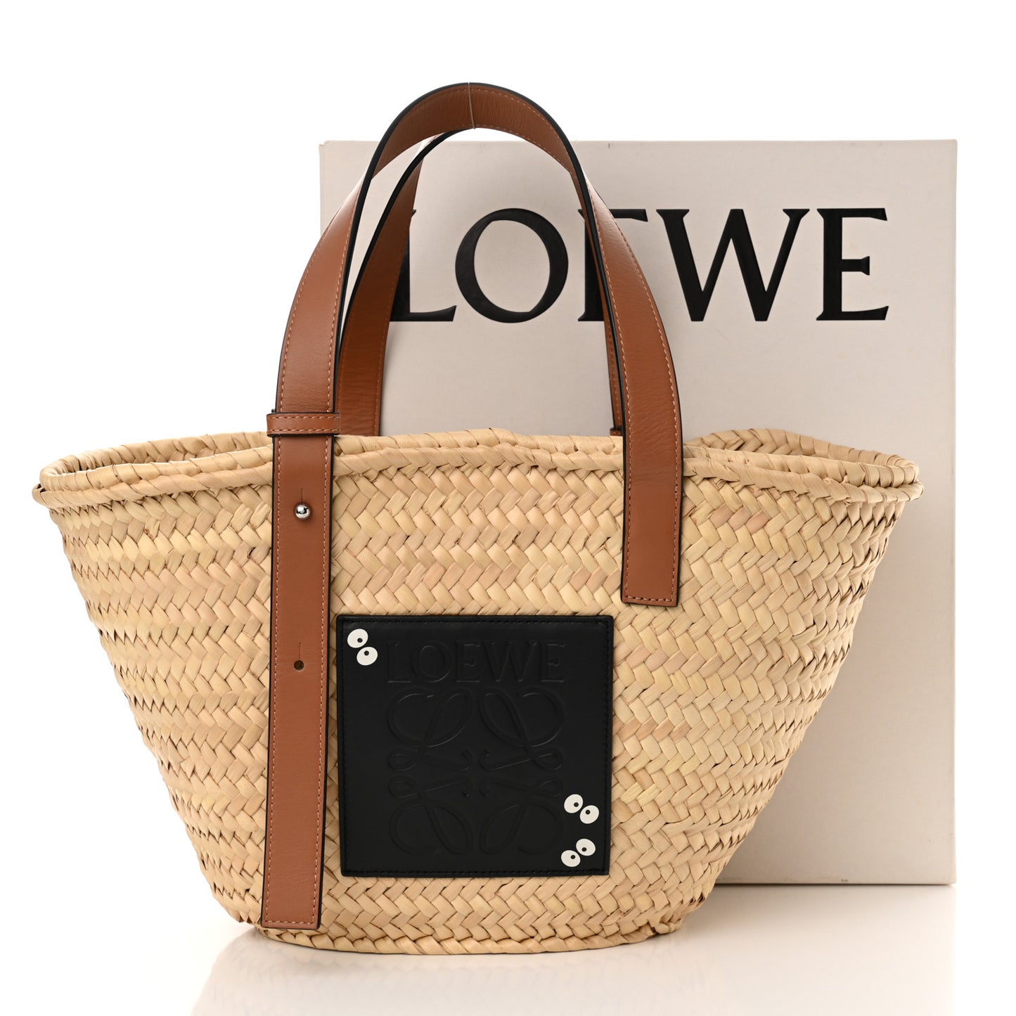 X MY NEIGHBOR TOTORO Raffia Dust Bunnies Basket Tote Bag Black Tan