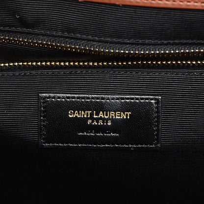 Saint Laurent Smooth Calfskin Matelasse Chevron Large Monogram Satchel Brown 7 of 12