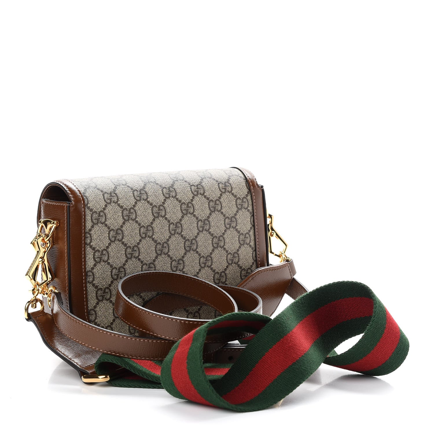 Gucci GG Supreme Monogram Web Mini Horsebit 1955 Shoulder Bag Beige Brown Sugar 3 of 9