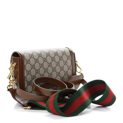 Gucci GG Supreme Monogram Web Mini Horsebit 1955 Shoulder Bag Beige Brown Sugar 3 of 9