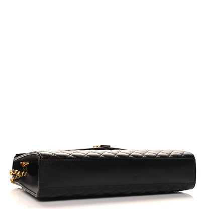Saint Laurent Grain De Poudre Textured Mixed Matelasse Large Triquilt Monogram Satchel Black 4 of 9