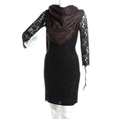 Louis Vuitton Silk Wool Monogram Denim Shawl Chocolate 2 of 5