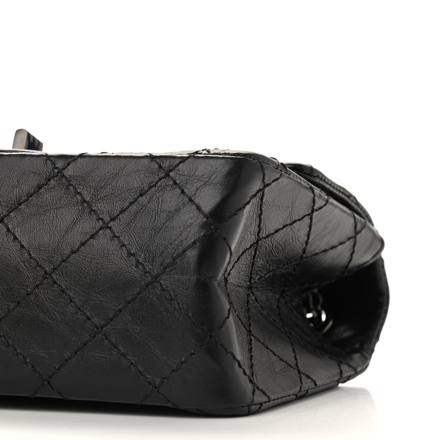 Aged Calfskin Quilted 2.55 Reissue Mini Flap So Black