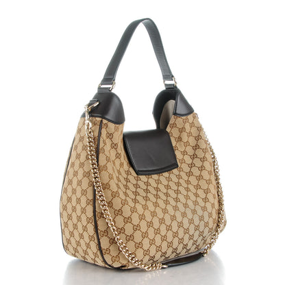 Gucci Monogram Margaux Calfskin Medium Emily Hobo Beige Ebony Cocoa 3 of 7