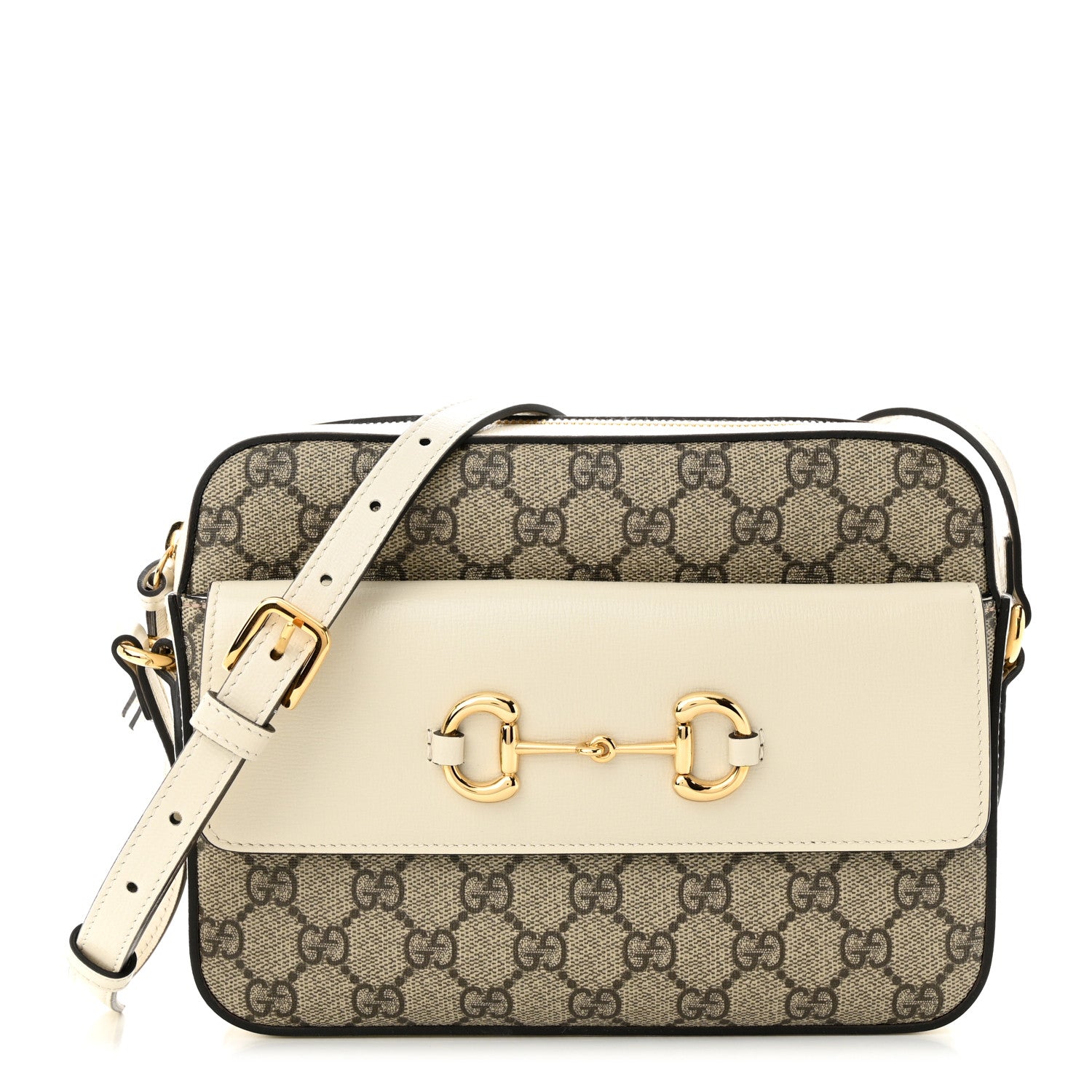 Gucci GG Supreme Monogram Small Horsebit 1955 Shoulder Bag Beige Mystic White 1 of 9