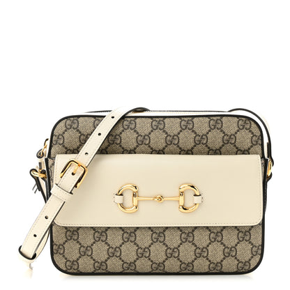 Gucci GG Supreme Monogram Small Horsebit 1955 Shoulder Bag Beige Mystic White 1 of 9