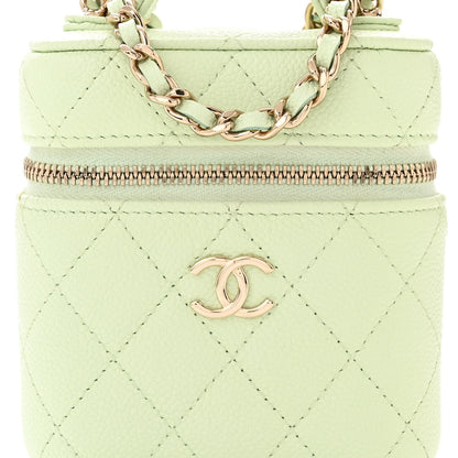 Chanel Caviar Quilted Small Handle With Care Vanity Case With Chain Light Green 8 of 11