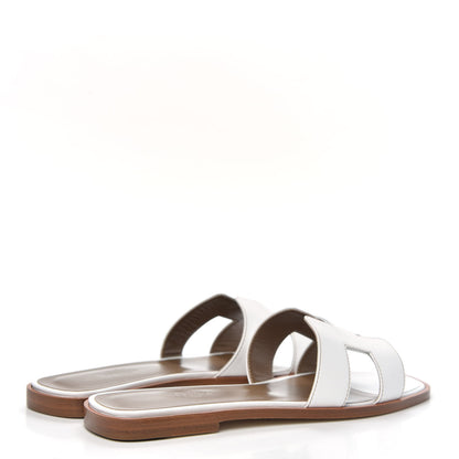 Hermes Box Calfskin Oran Sandals 39 White 4 of 9