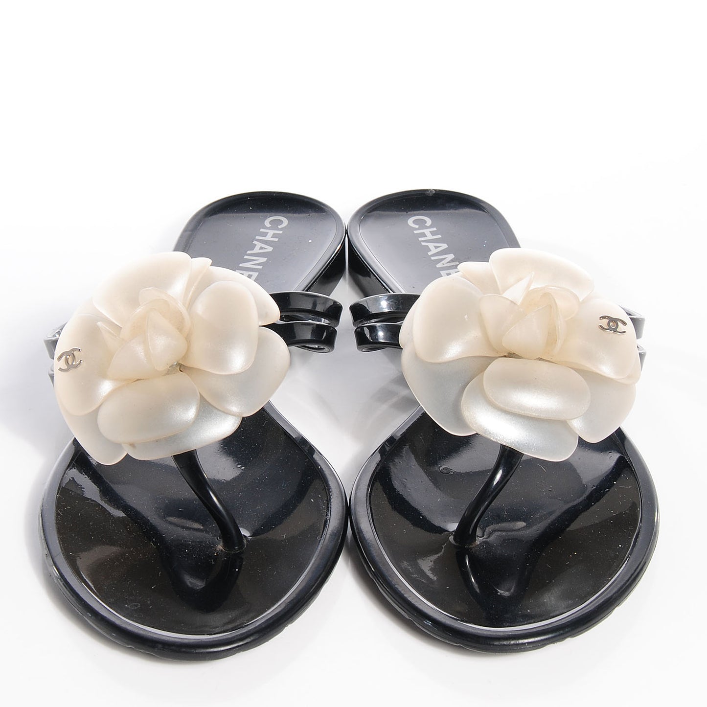 Jelly Camellia Thong Sandals 35 Black