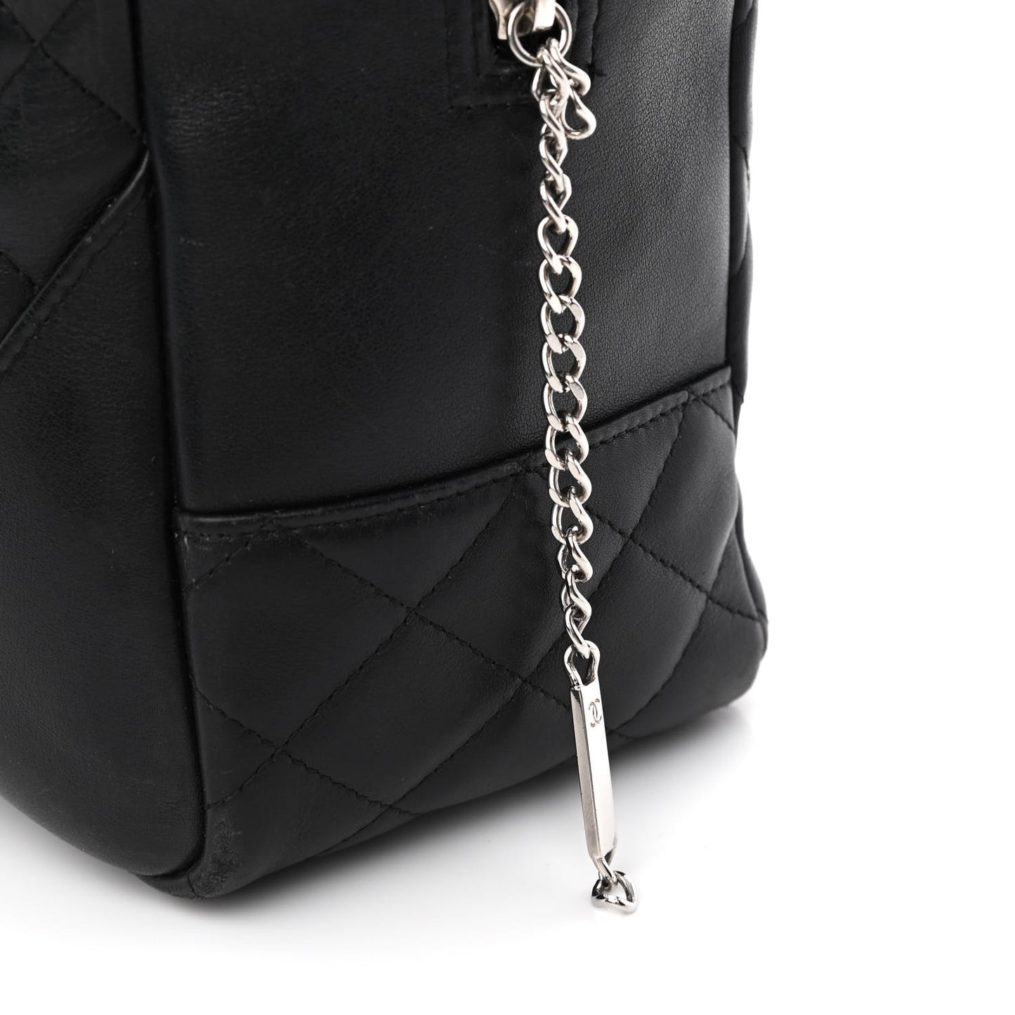 Calfskin Quilted Large Cambon Bowler Black