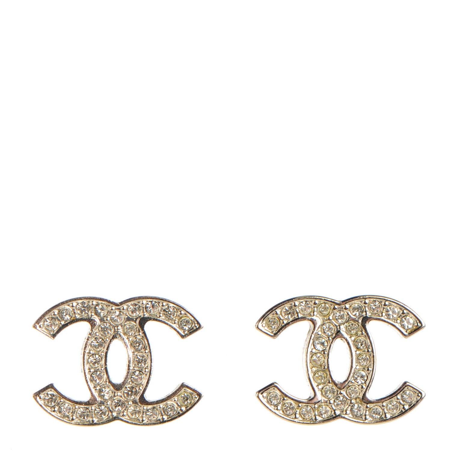 Chanel Crystal CC Earrings Silver 1 of 4