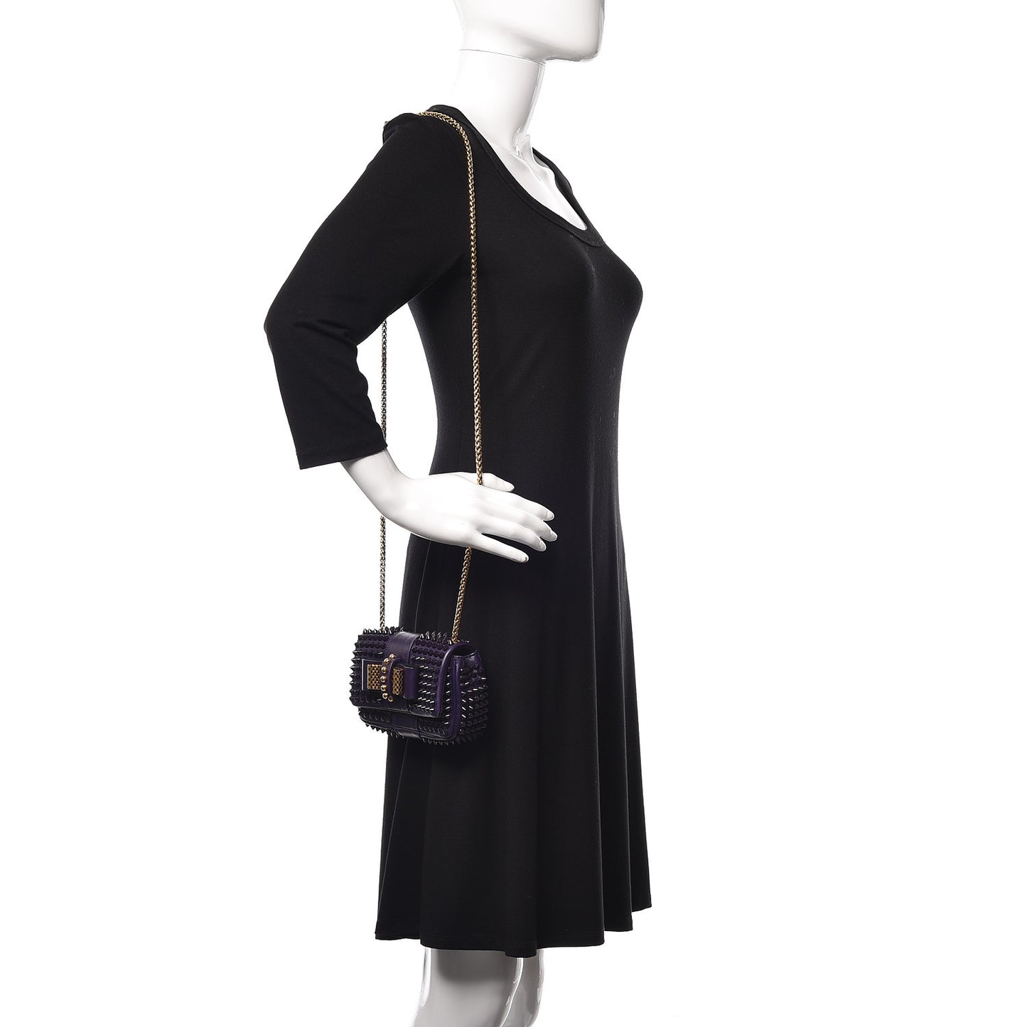 Calfskin Spiked Sweety Charity Crossbody Bag Purple