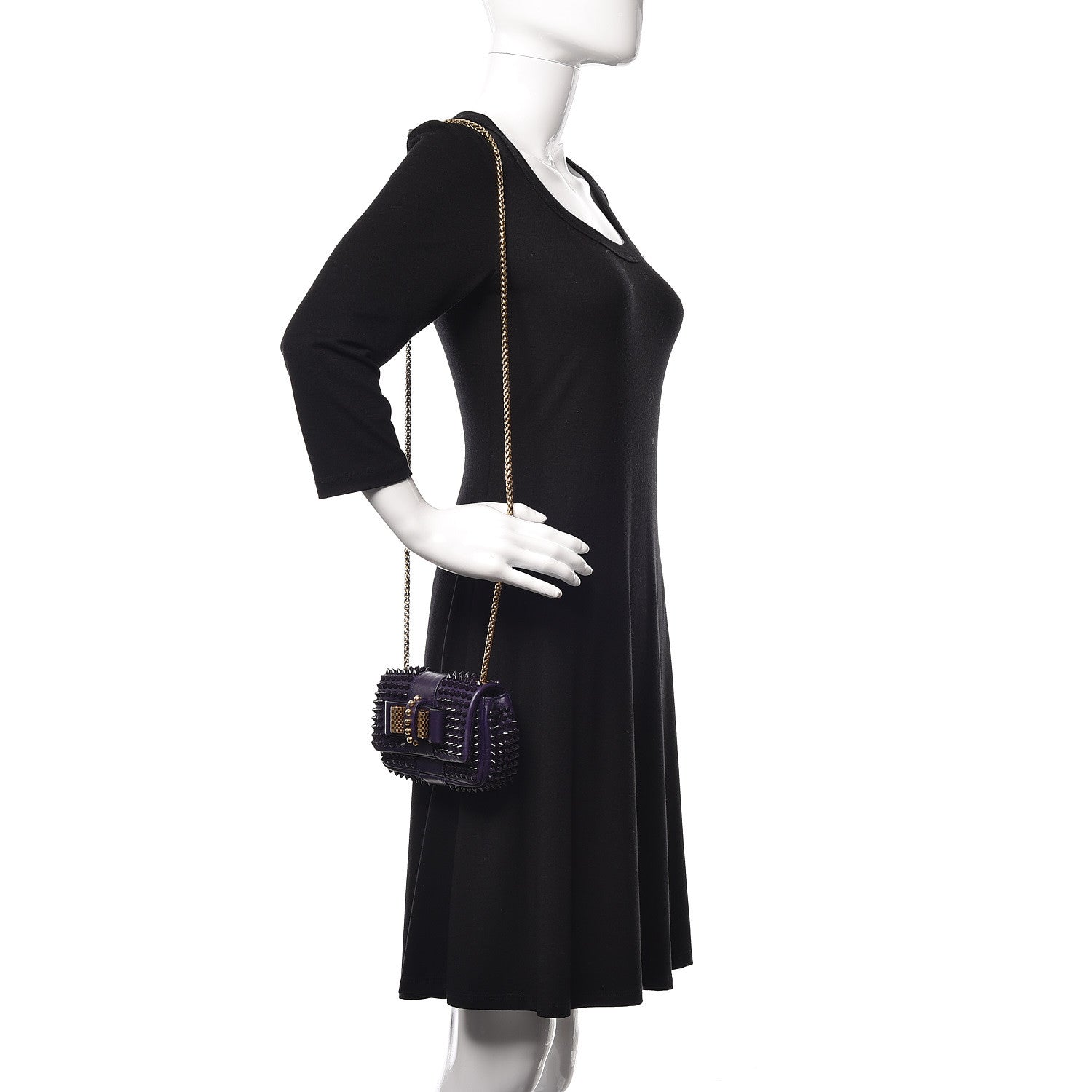 Christian Louboutin Calfskin Spiked Sweety Charity Crossbody Bag Purple 2 of 13